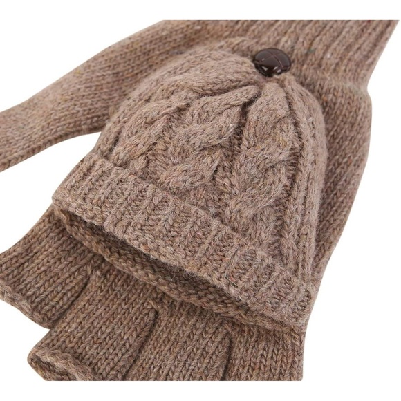 Winter Warm Khaki Hat and convertible gloves with Mitten Cover - Picture 10 of 15